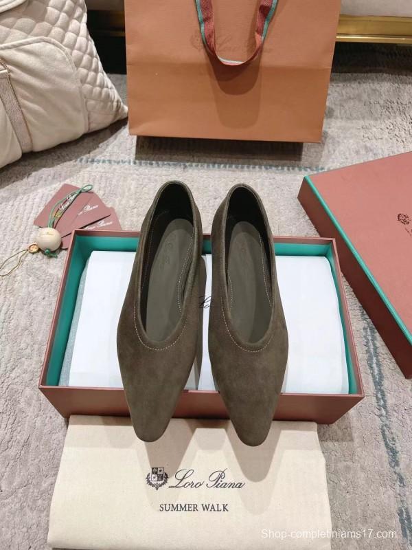 2025 Women LP Brown Suede Ballet Flats