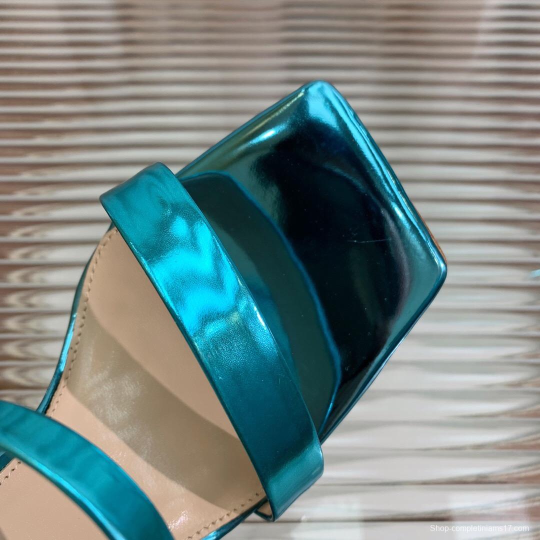 2025 Women Gianvito Rossi Blue Leather High Heel Sandals