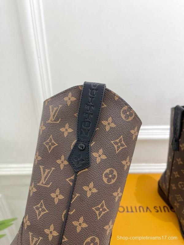 2024 Women Louis Vuitton Brown Monogram Calf Leather Boots MJ00440