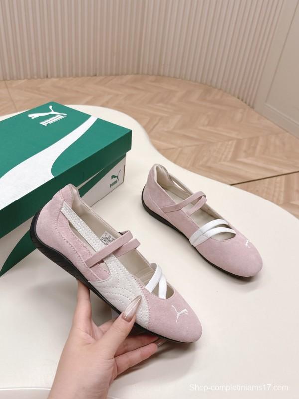 2025 Women PUMA Light Pink Suede Ballet Shoes