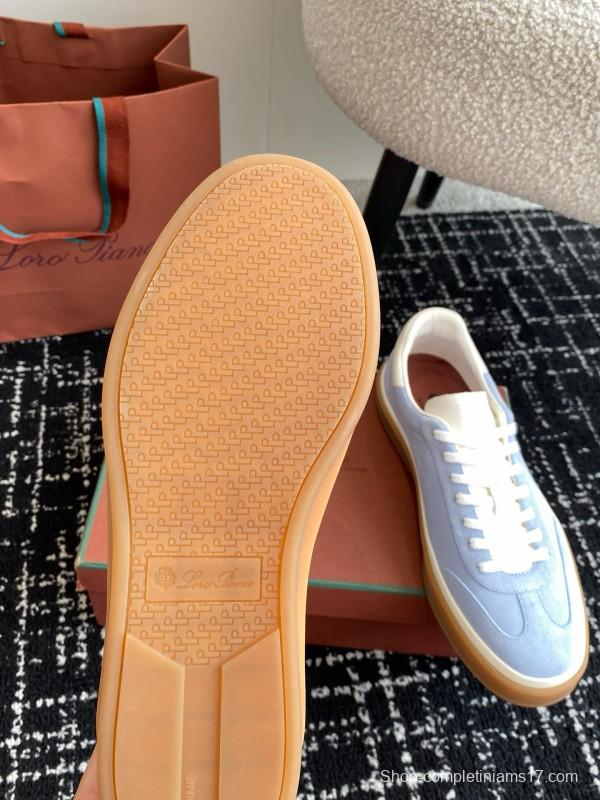 2024 Unisex Loro Piana Light Blue White Custom Leather Sneakers MJ00320