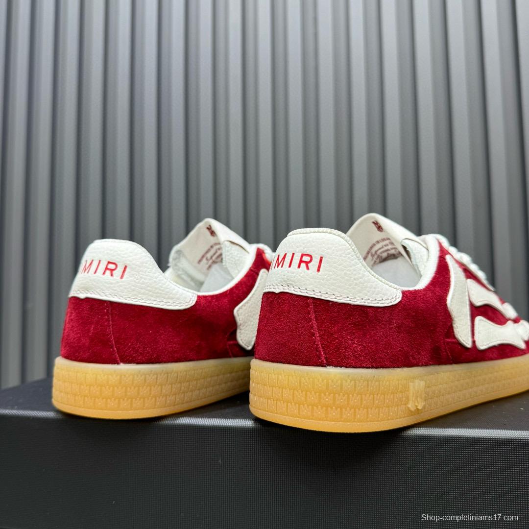 2024 Unisex Amiri Red White Suede Leather Sneakers MJ00300