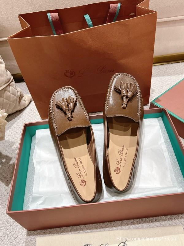 2025 Women Le Parmentier Brown Leather Loafer Tassel LY00291