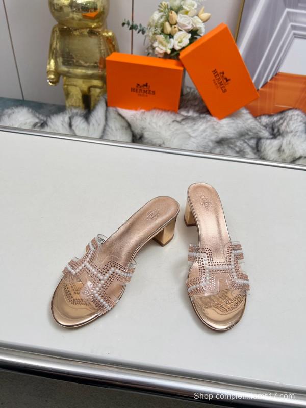 2025 Hermès Beige Leather Slippers MJ00180