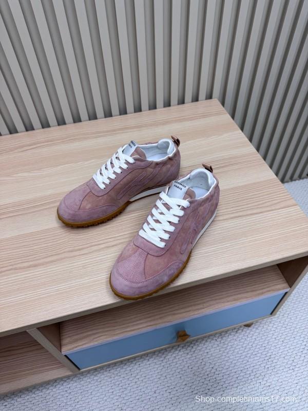 2025 Women Hermès Pink Suede Sneakers LY00310