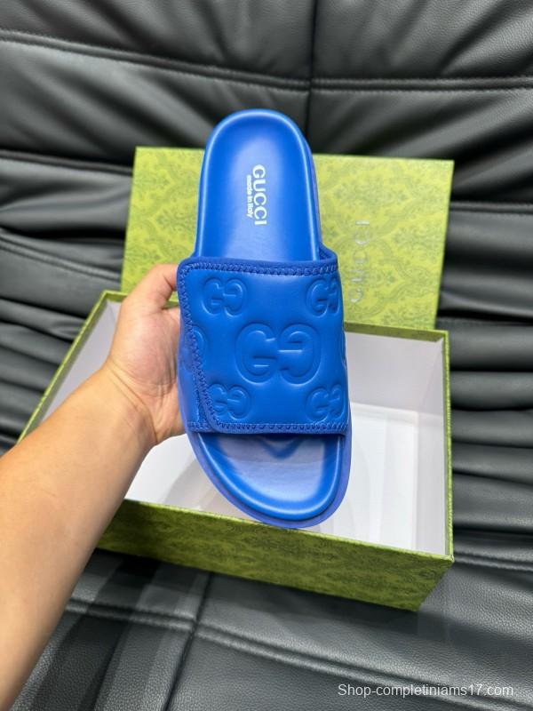 2024 Slippers Gucci Blue Leather Slippers MJ00200