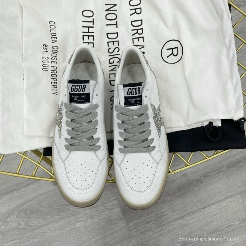 2024 Unisex GGDB White Silver Leather Sneakers MJ00260