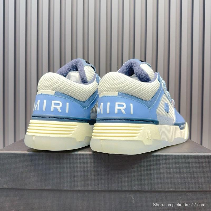 2024 Unisex Amiri Blue White Mesh Leather Sneakers MJ00360