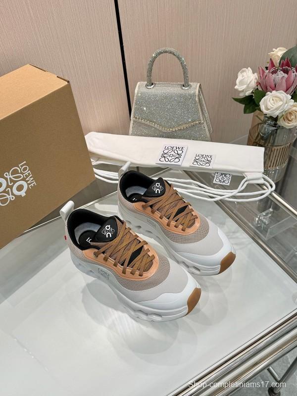2025 Women Loewe Beige White Mesh Sneakers
