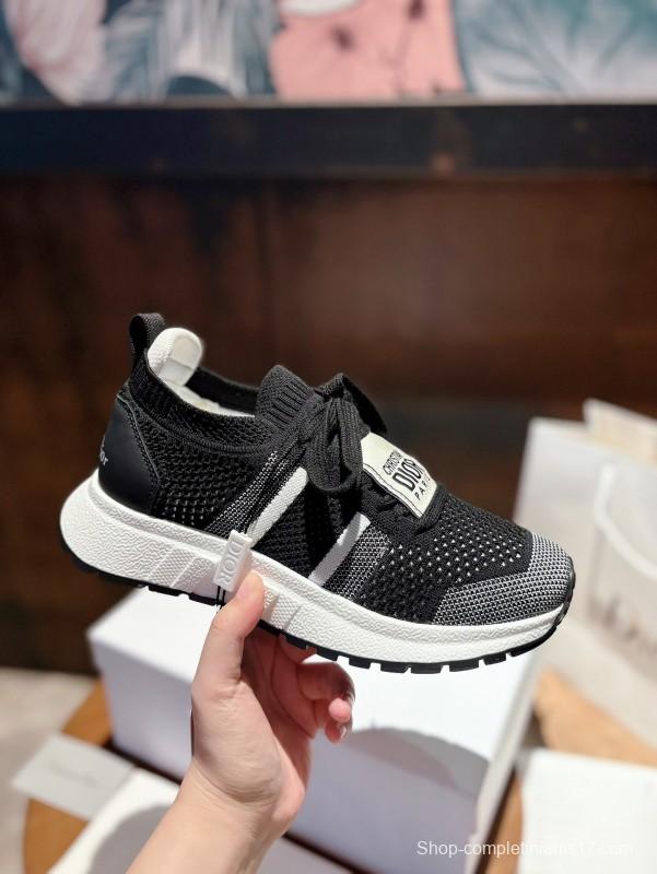 2025 Unisex Dior Black Grey Flyknit Sneakers LY00260