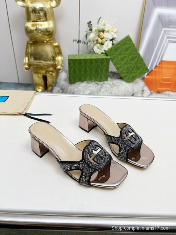 2025 Gucci Black Leather Slippers MJ00190