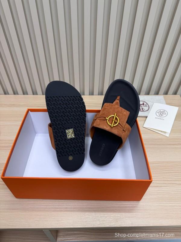 2025 Slippers Hermès Brown Suede Slippers