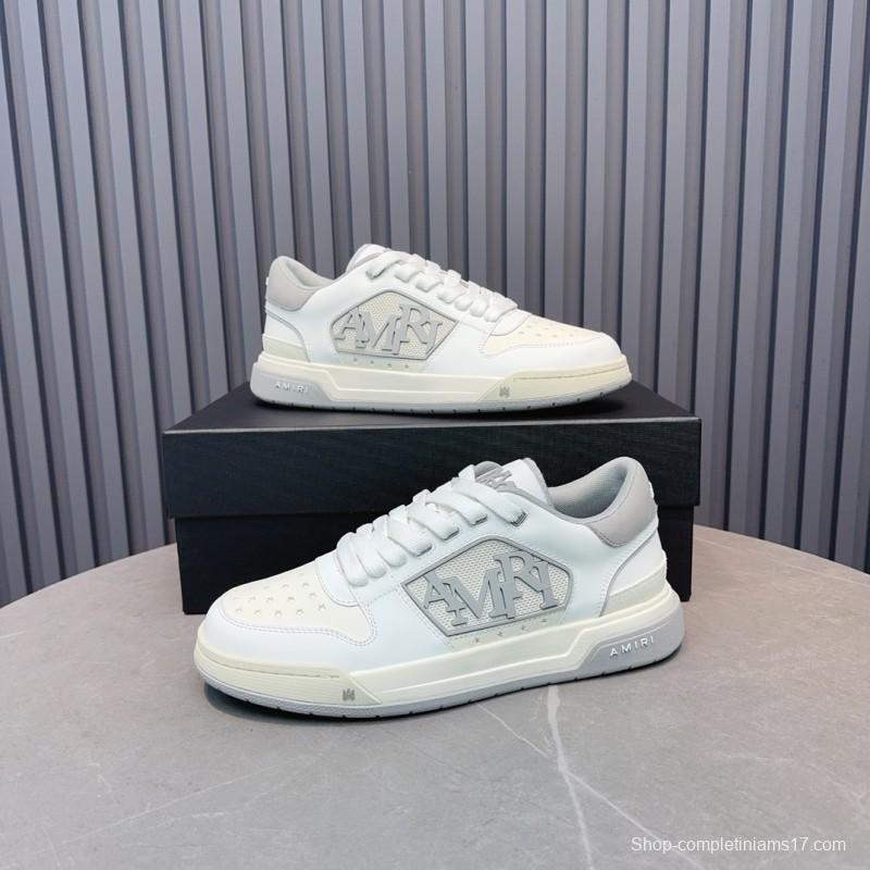 2025 Unisex Amiri White Grey Leather Sneakers MJ00360