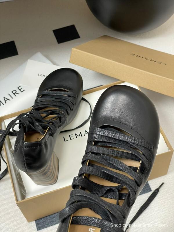 Lemaire 2025 SS Spring Collection Ballet Flats Derby Shoes with Laces Flat Heel and High Heel - KFY00310