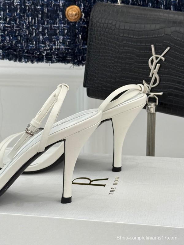 2025 Women Yves Saint Laurent White Leather High Heel Slingback KFY00270