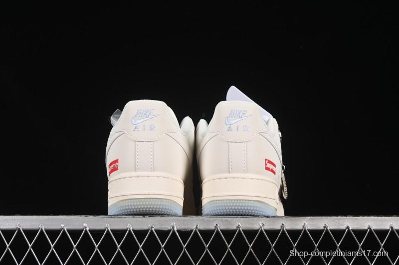 Nike Air Force 1 '07 Low Supreme Collaboration Two-Tone Beige Blue Casual Skate Shoes - XX3168-179