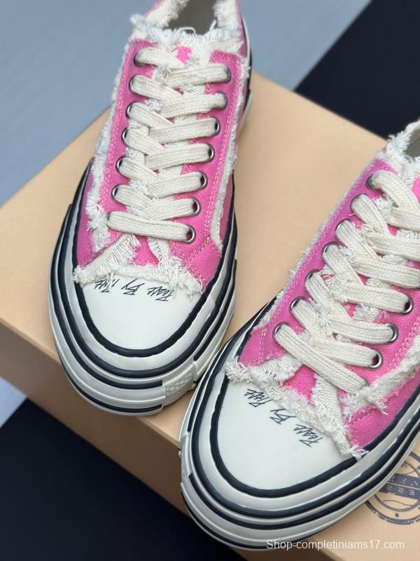 2025 Unisex XVESSEL Pink White Canvas Plimsolls Vulcanized AS00240