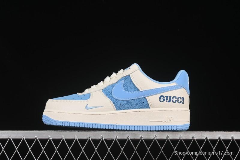 Nike Air Force 1 '07 Low Gucci Collaboration Ice Blue Low-Top Casual Sneakers - DF0188-067