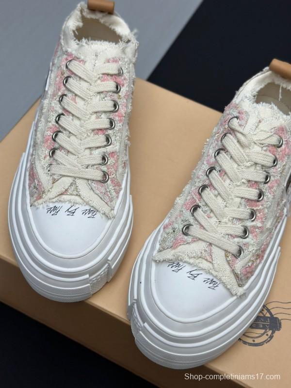 2025 Unisex XVESSEL White Canvas Plimsolls Distressed Design AS00260