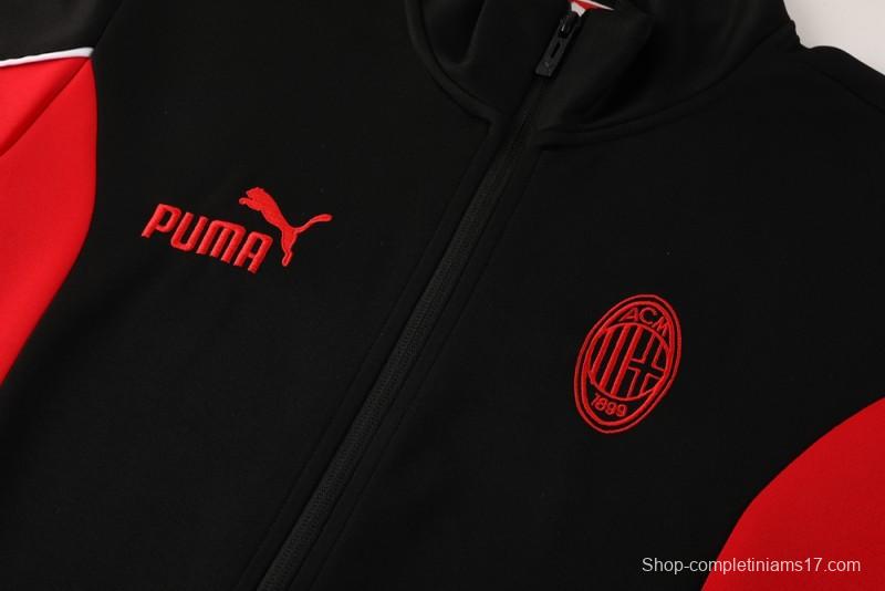 25/26 AC Milan Black/Red Full Zipper Jacket +Long Pants