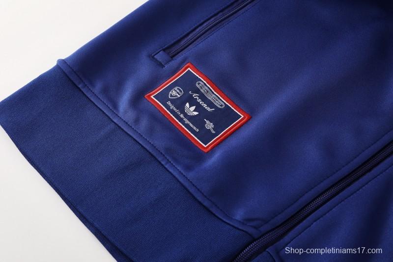 25/26 Arsenal Blue with Red & White Stripes Full Zipper Jacket +Long Pants