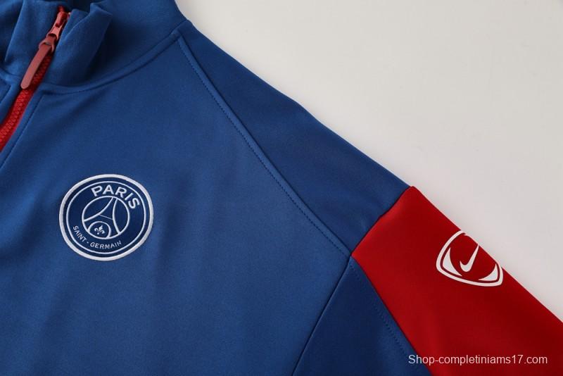 25/26 PSG Blue Full Hoodie Zipper Jacket +Long Pants