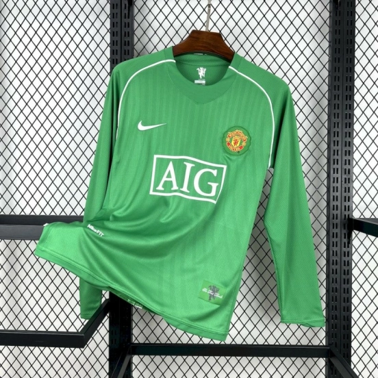 2007/08 Manchester United Green Goalkeeper Long Sleeves Retro Jersey