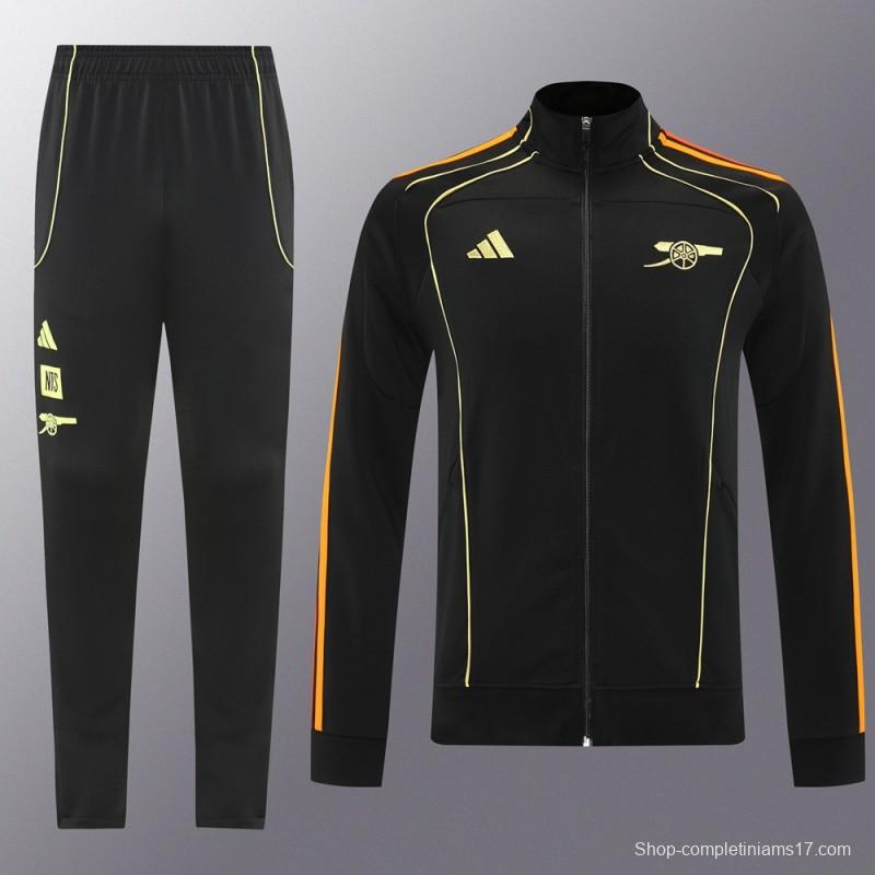 25/26 Arsenal Black Full Zipper Jacket + Long Pants