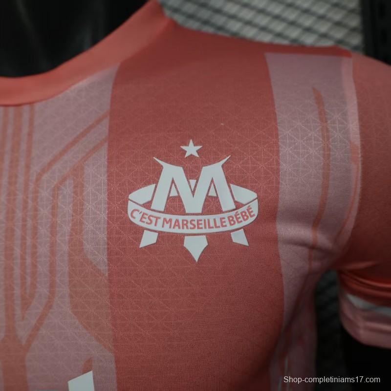 Player Version 25/26 Olympique de Marseille Pink with Geometric Pattern Jersey