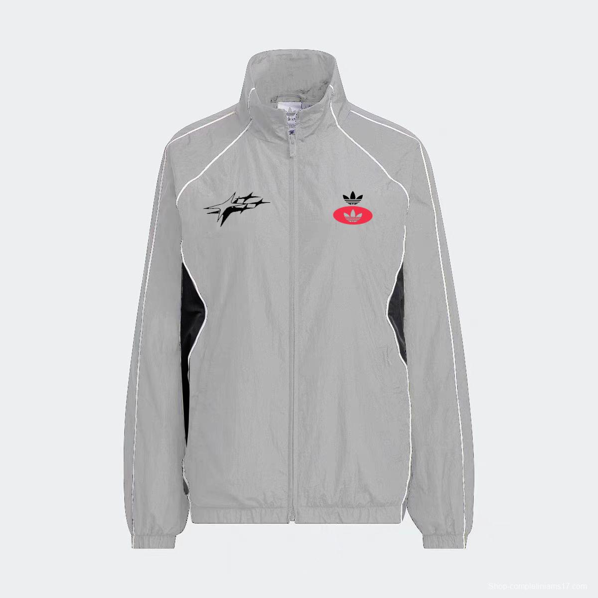 2025 Adidas originals Grey Full Zipper Windbreaker