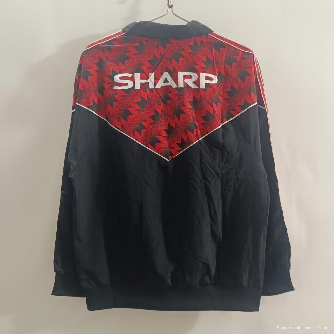 25/26 Manchester United Black with Red Zigzag Pattern Windbreaker