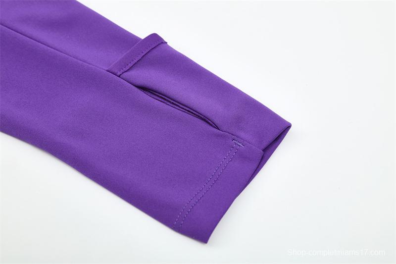 Retro 16/17 Real Madrid Purple Half Zipper Jacket