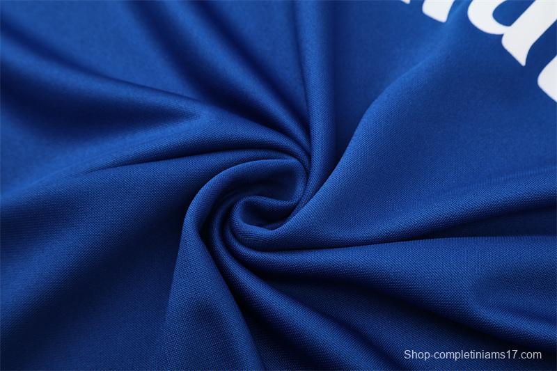Retro 13/14 Real Madrid Color Blue Half Zipper Jacket+Long Pants