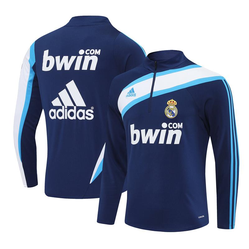 Retro 09/10 Real Madrid Royal Blue Half Zipper Jacket+Long Pants