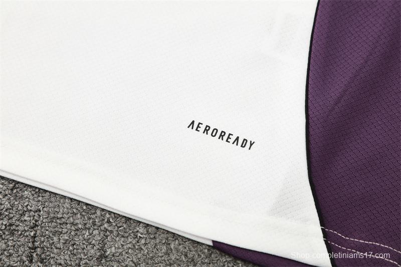 25/26 Manchester United White Purple Short Sleeve+Soccer Shorts