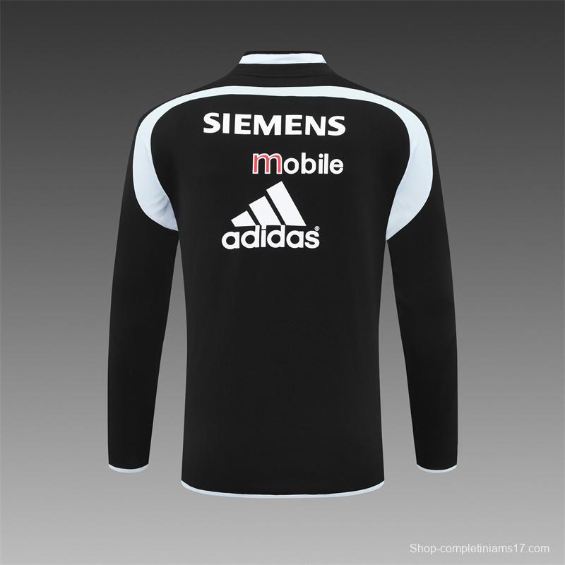 Retro 04/05 Real Madrid Black Half Zipper Jacket+Long Pants