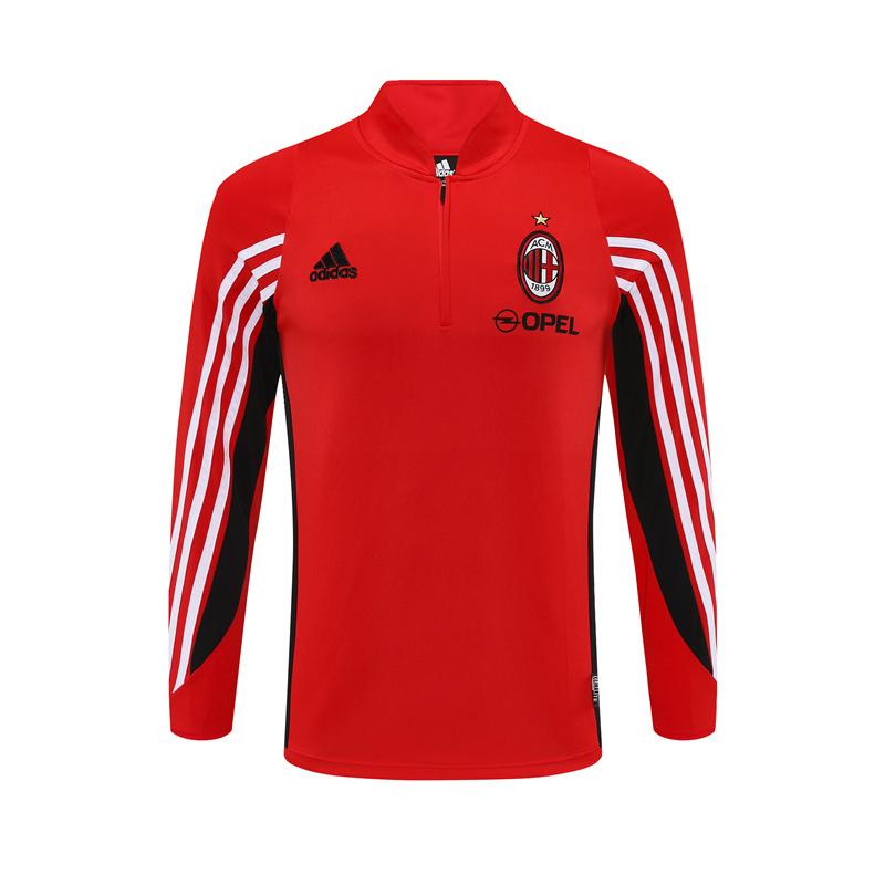 Retro 03/04 AC Milan Red Half Zipper Jacket+Long Pants