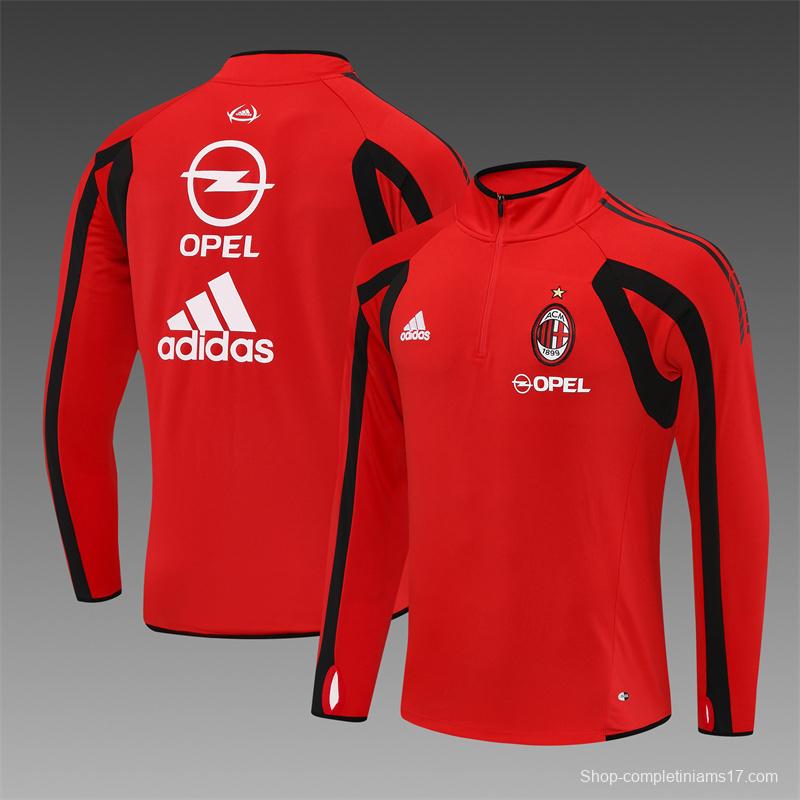 Retro 05/06 AC Milan Red Half Zipper Jacket+Long Pants
