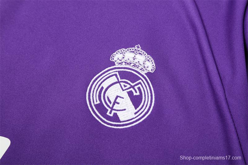 Retro 16/17 Real Madrid Purple Half Zipper Jacket