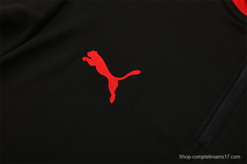 25/26 Portugal Black Half Zipper Jacket+Long Pants