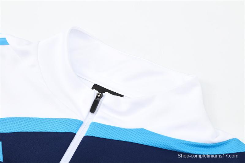 Retro 09/10 Real Madrid White Half Zipper Jacket+Long Pants