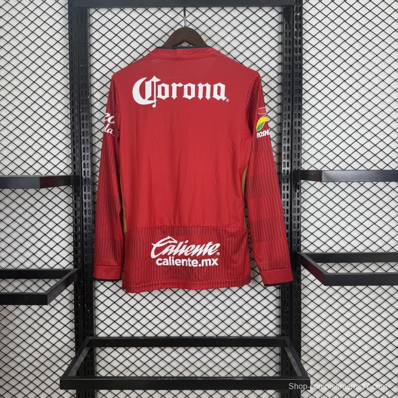 Player Version 25/26 Deportivo Toluca FC Red Home Long Sleeve Jersey