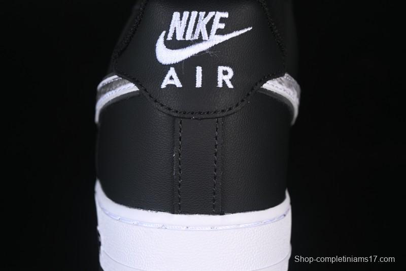 Nike Air Force 1'07 Low Black White Cracked Leather Casual Sneakers - ZH0316-118