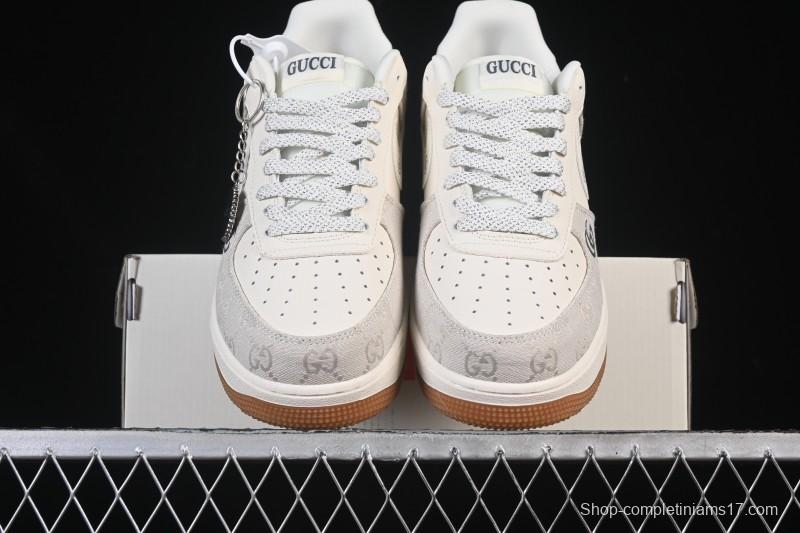 Nike Air Force 1 '07 Low Gucci Collaboration Smoke Grey Gum Low-Top Casual Sneakers - DK0188-084