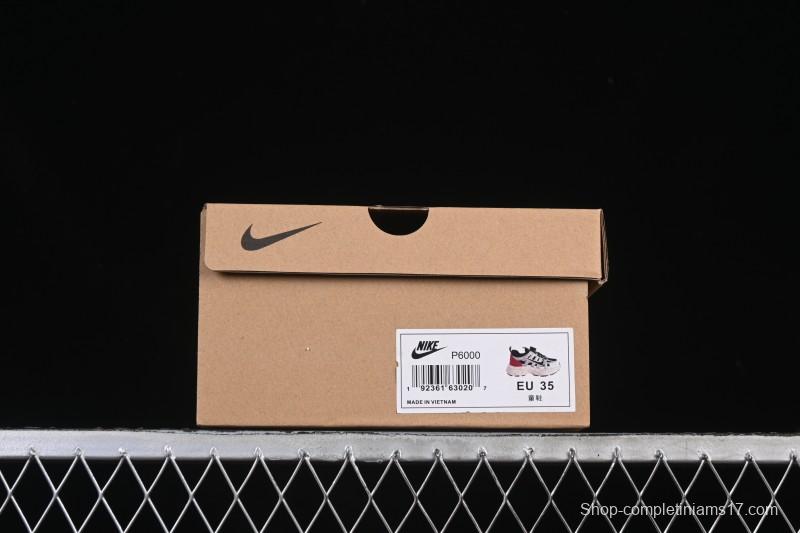 Nike P-6000 Retro Casual Sports Kids Shoes - Silver Red Black Swoosh