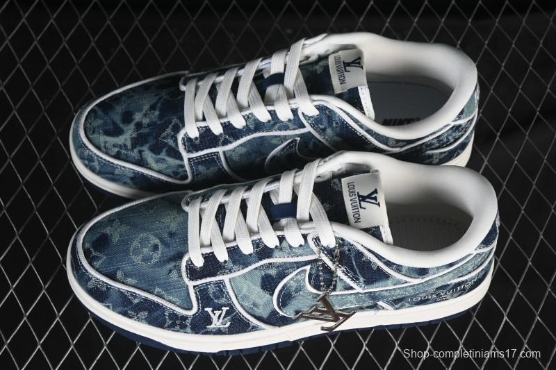 Nike SB Dunk Low LV Collaboration Blue Denim Low-Top Casual Skate Shoes - SC0601-466
