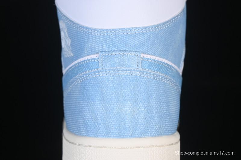 Nike Air Jordan 1 Mid Retro Denim Blue Casual Sneakers - HQ2005-100