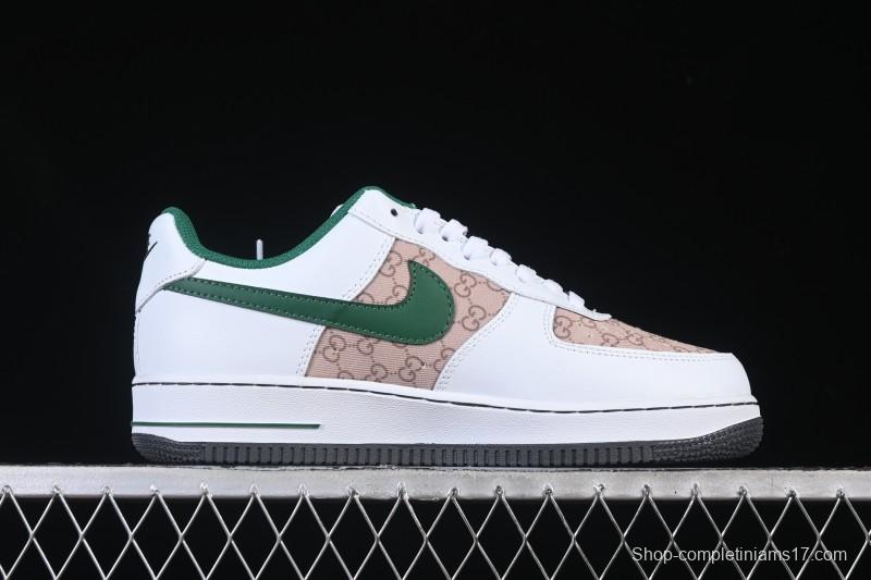 Nike Air Force 1 '07 Low Gucci Collaboration Pattern Grass Green Casual Sneakers - AH8462-004