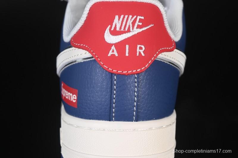 Nike Air Force 1 '07 Low Supreme Collaboration White Blue Gray Red Casual Sneakers - XD2588-602