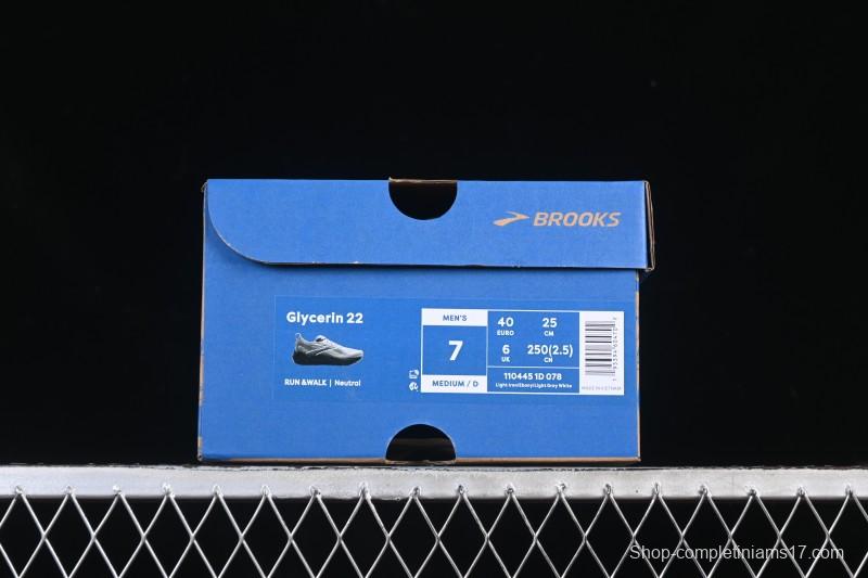 Brooks Glycerin 22 Cushioned Marathon Nitrogen Running Shoes - 1104451D078
